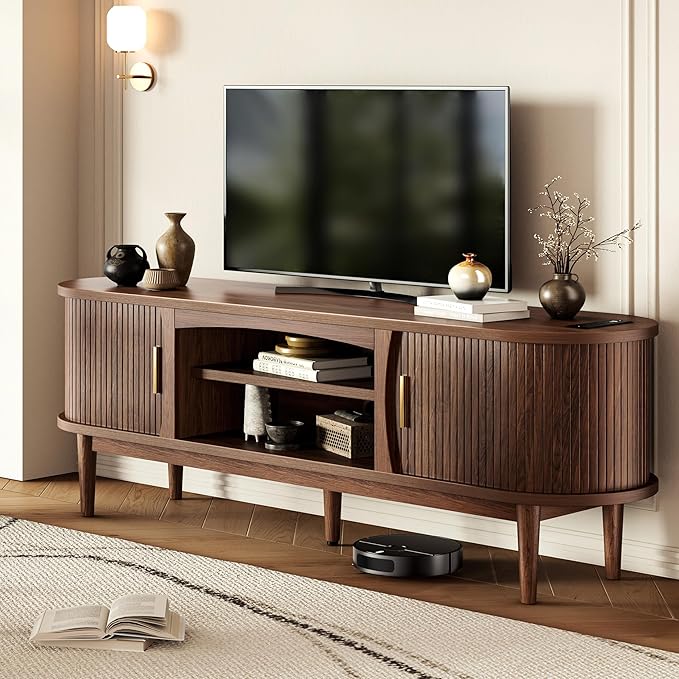 Decofy Mid Century TV Stand for TVs up to 70 Inches, Entertainment Center
