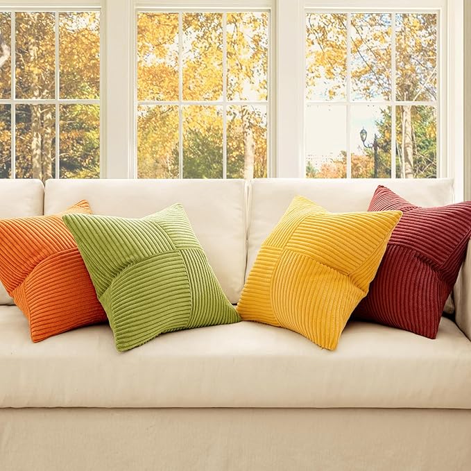 MIULEE Burnt Orange Decorative Throw Pillow Covers 18x18 Inch Set of 4 Boho