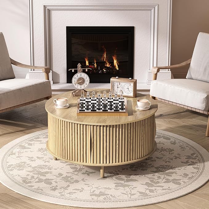 SULIVES Round Coffee Table