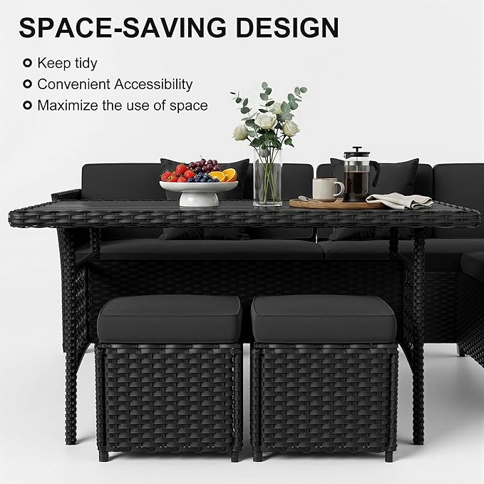 LOUVIXA 7 Pieces Patio Furniture Set, Outdoor Patio Furniture, Wicker