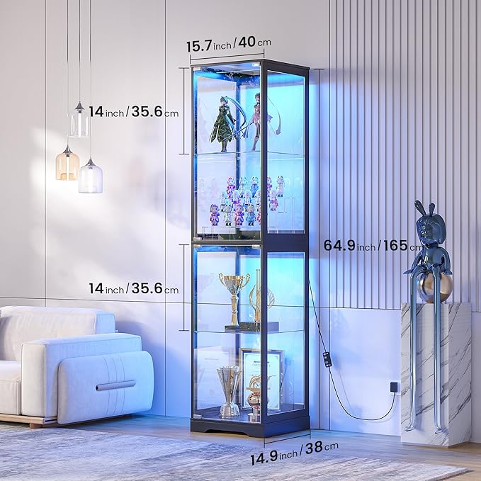 Glass Display Cabinet with Doors, Bookcase
