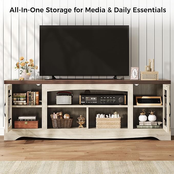 IRONCK Farmhouse TV Stand for 75 Inch TV, Rustic Entertainment Center