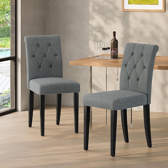 Welzona Upholstered Dining Chairs Set of 6, Button Tufted Parsons Dining Chair