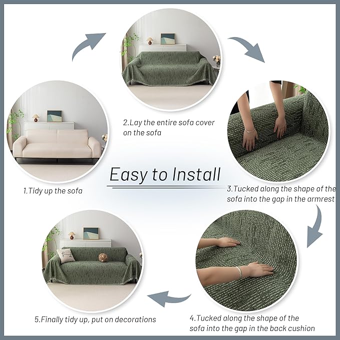 MYSKY HOME Couch Covers for 3 Cushion Couch Sofa, Sectional Couch Cover L Shape