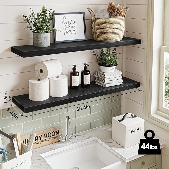 Fixwal Floating Shelves for Wall, 35.4" Long Heavy Duty Wall Mounted Rustic
