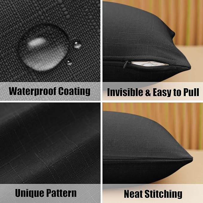 NiNi ALL Pack of 2 Decorative Outdoor Waterproof Pillow Covers Square Garden