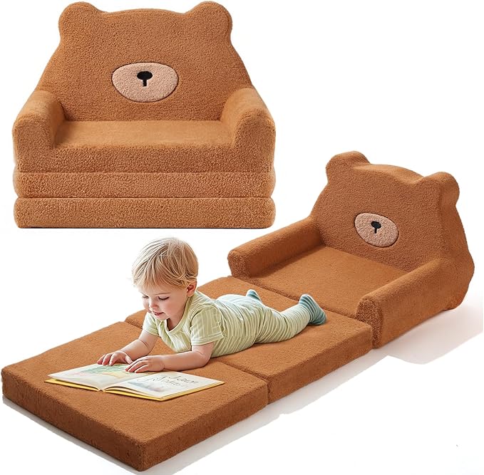 little dove Extra Wide Soft Toddler Couch Fold Out, Comfy Toddler Chair