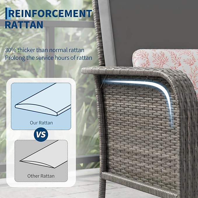 GarveeHome 2-Piece Outdoor Patio Furniture Set, All-Weather Rattan Chairs