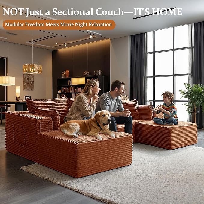 108" Cloud Sectional Couch, Comfort U Shaped Boneless Couch