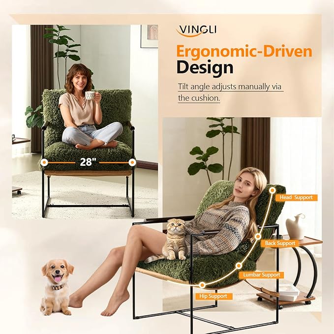 VINGLI 28" Wide Plush Upholstery Sling Modern Accent Chairs Set of 2, Cute