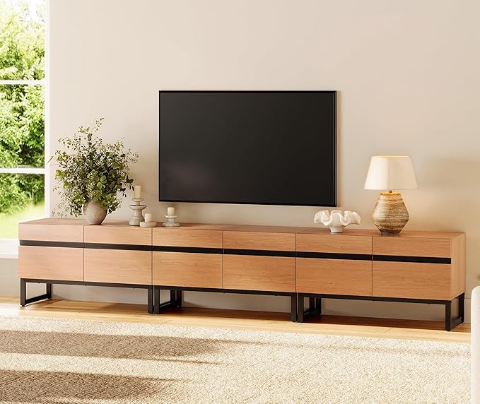 WAMPAT Modern TV Stand for 32-110 Inch TVs, Wood Entertainment Center