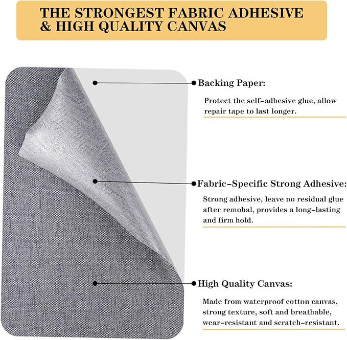 Canvas Repair Patch, 8 x12 Inch 2PCS Self-Adhesive Waterproof Linen Repair