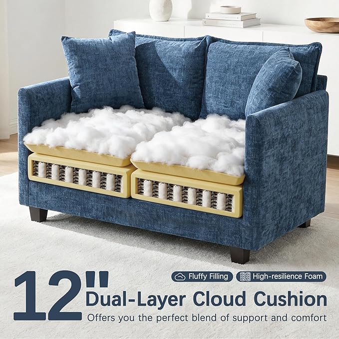 Loveseat Sofa, Comfy Chenille Small Couch