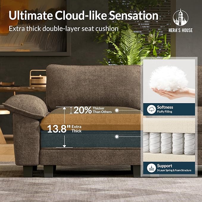 HERA'S HOUSE 124" Modular Sectional Sofa, Oversized L Shaped Couches