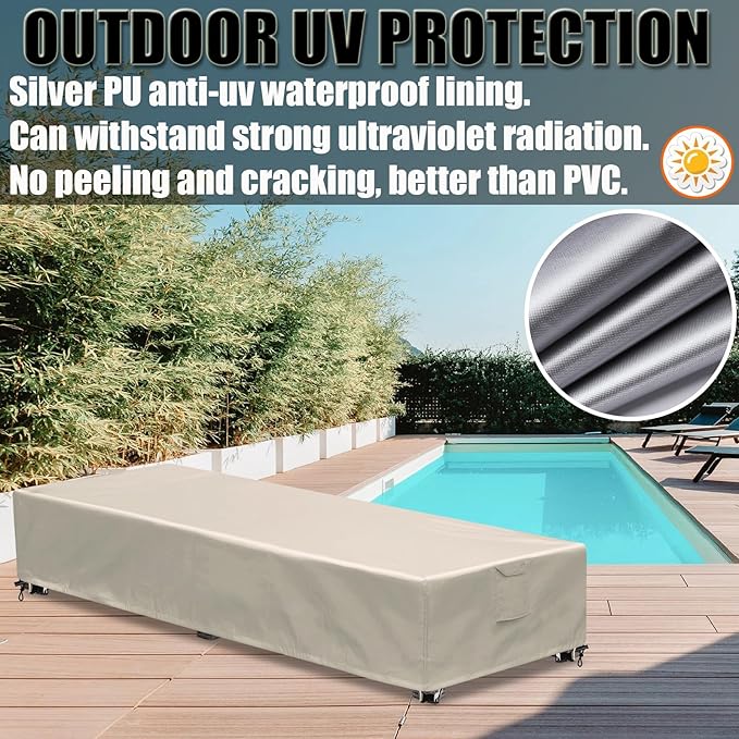 Outdoor Chaise Lounge Cover 2 Pack Patio Lounge Chair Covers Waterproof 600D