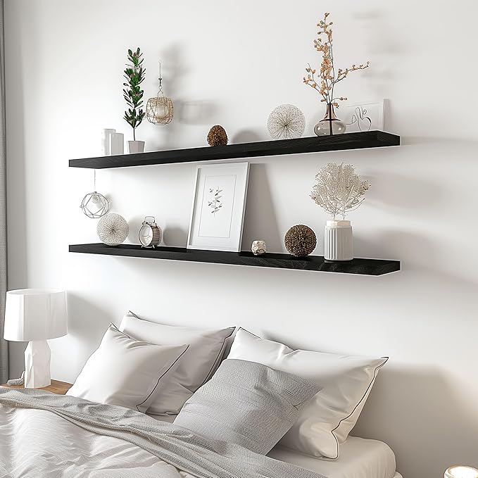YYWUOJJ Wood Floating Shelves for Wall Decor, Rustic Wall Shelves for Bedroom