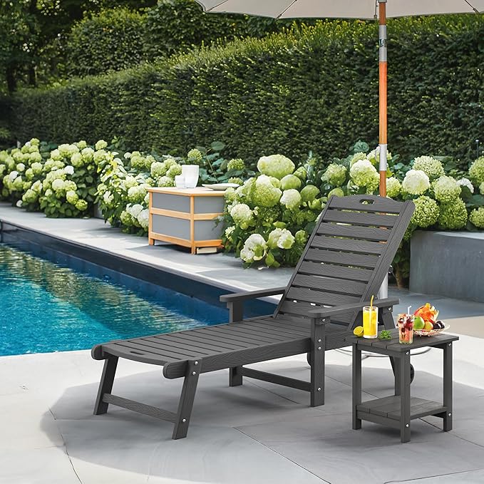 LUE BONA Lounge Chair Outdoor, HDPS Chaise Lounge Outdoor