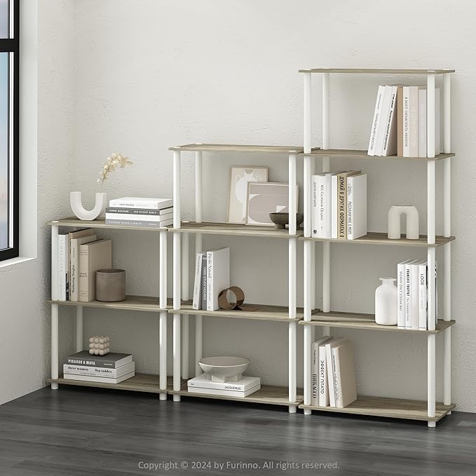 Furinno Turn-N-Tube Book Shelf, 5-Tier Bookshelf, Bookcase