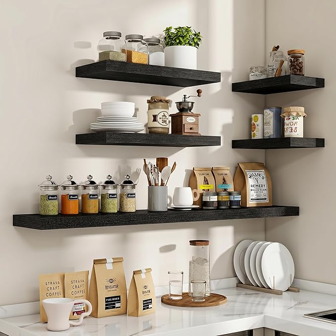 Acovy 55 Inch Floating Shelves, Wooden Shelves