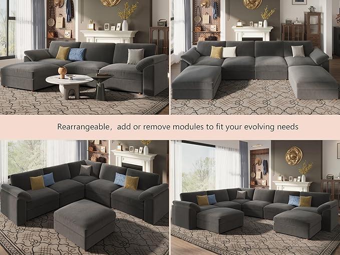 EASE MOOSE Sectional Modular Sofa, Oversized L Shape Sectional Couch Wide Deep