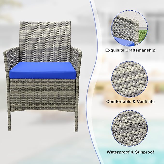 GarveeLife 3-Piece Patio Furniture Set, Rattan Outdoor Furniture