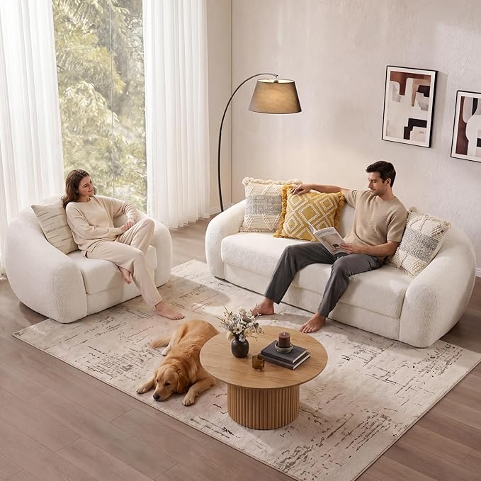 SICOTAS Curved Sofa Couch Bed for Living Room Convertible Futon Cloud Boneless