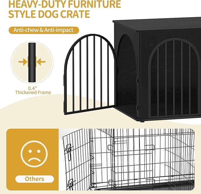 Hzuaneri 39.4" Wooden Dog Crate Furniture, Indoor Dog Kennel Dogs Cage