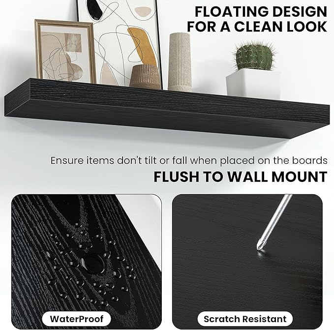 Fun Memories 16 Inch Floating Shelves Wall-Mounted, Engineered Wood Wall Shelves