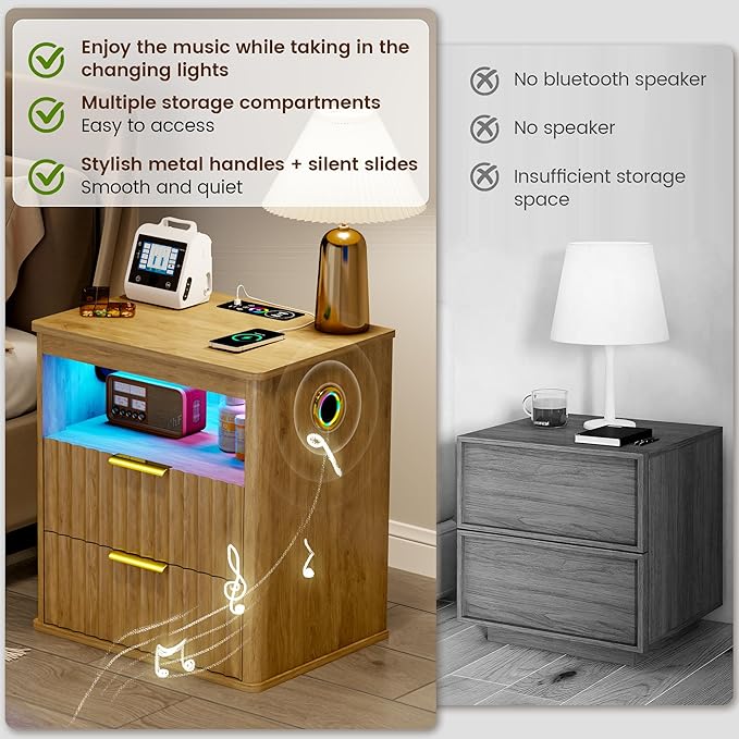 WOOVIVS Modern Nightstand Set of 2