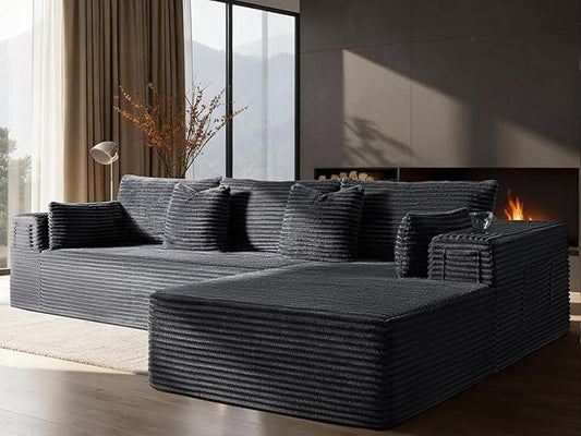 108" Oversized Cloud Sectional Couch, Comfort L Shaped Boneless Couch