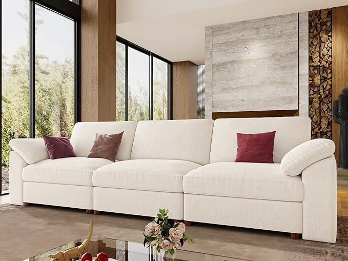 EASE MOOSE Modern 3 Seat Sectional Modular Sofa, FSC Certified Chenille Comfty