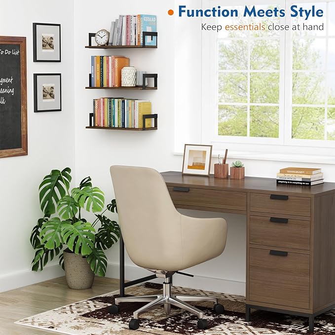 Harwaya Floating Book Shelves for Wall Set of 3, 17 x 8 Inch Deep Wooden Wall