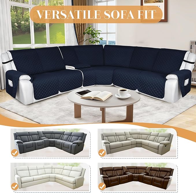 HDCAXKJ 100% Waterproof Reclining Sectional Couch Covers L Shape Recliner Sofa