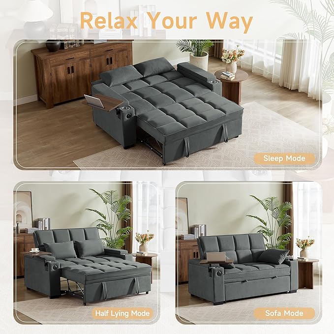 Auvsoce 65'' Chaise Lounge Chair Indoor, 3-in-1 Convertible Sofa Bed