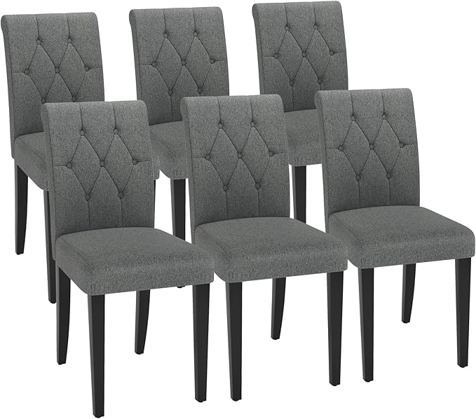 Welzona Upholstered Dining Chairs Set of 6, Button Tufted Parsons Dining Chair