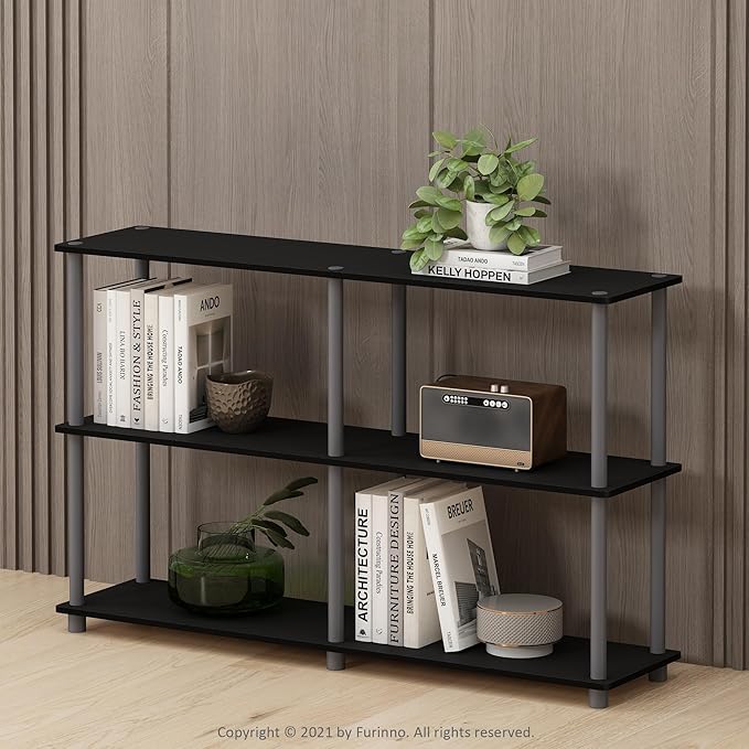 Furinno TURN-N-TUBE Storage Shelves, 3-Tier 47.4 Wide Book Shelf, Corner Shelf