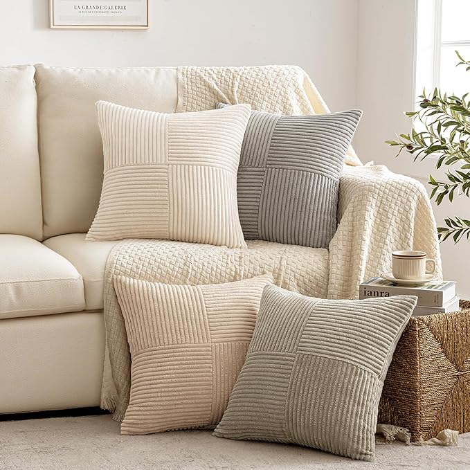 MIULEE Neutral Decorative Throw Pillow Covers 18x18 Inch Set of 4