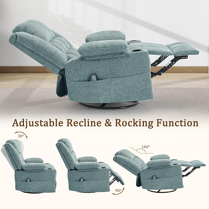 Korser Adult 360° Swivel Rocking Recliner, Nursery Rocking Chair