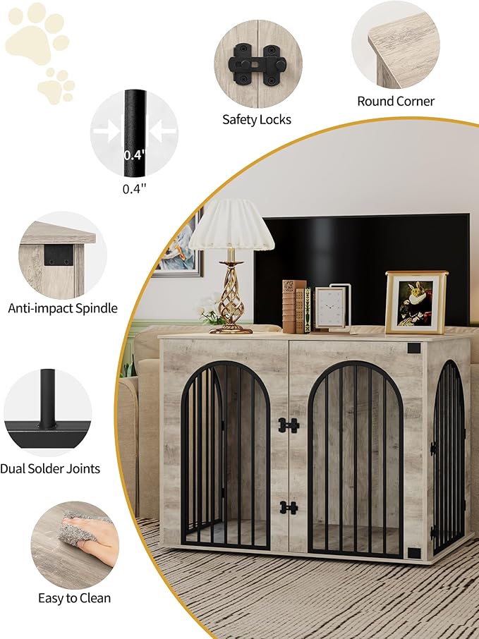 Hzuaneri 43.3" Wooden Dog Crate Furniture, Indoor Dog Kennel Dogs Cage