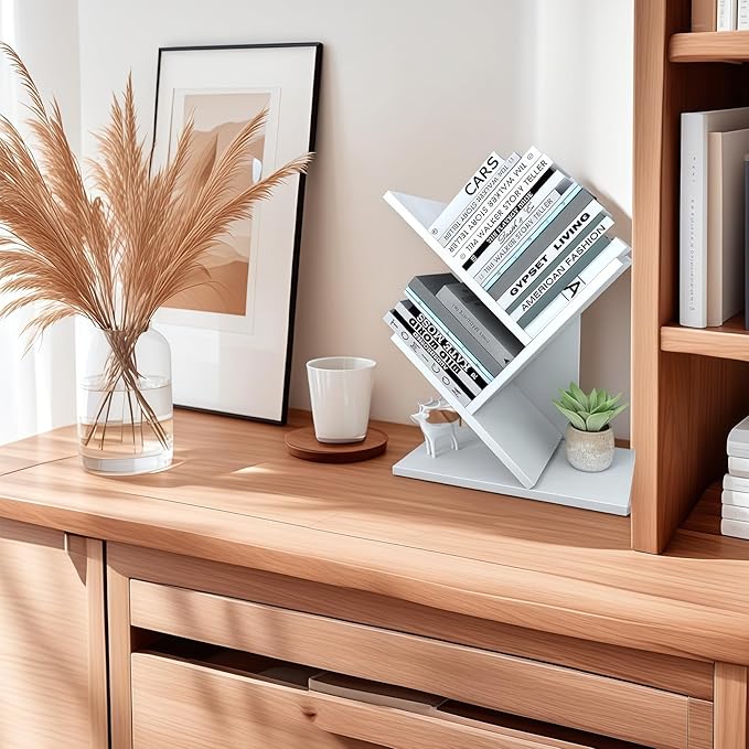 Godferyxin Tree Bookshelf, 3-Tier Small Bookcase