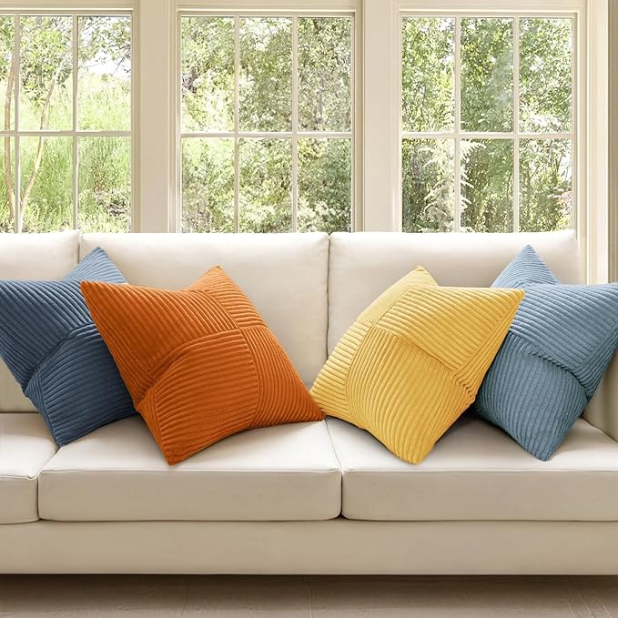 MIULEE Summer Yellow Blue Decorative Throw Pillow Covers 20x20 Inch Set of 4