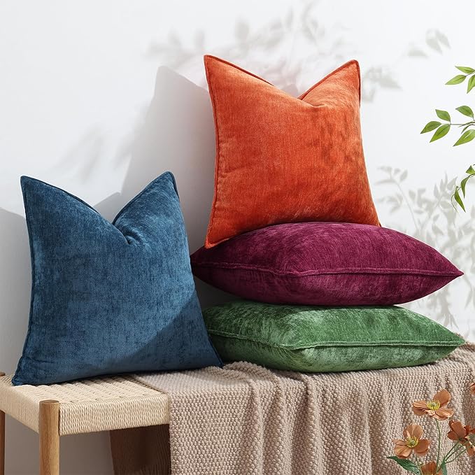 decorUhome Summer Couch Euro Sham Throw Pillow Covers 24x24 Set of 2,