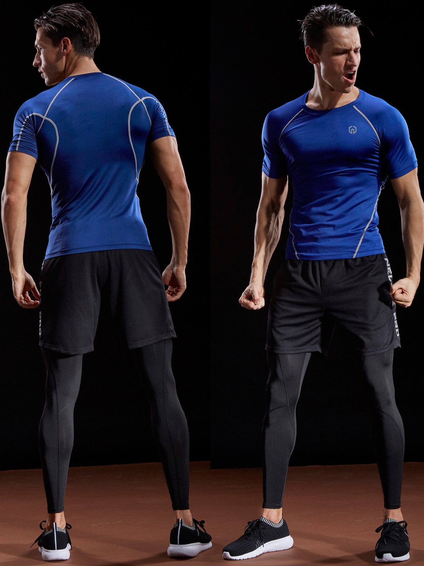 NELEUS Men's 3 Pack Compression Baselayer Athletic Workout T Shirts,5022,Black,Grey,Red,US L,EU XL