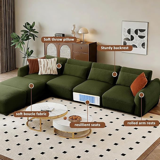 U Shaped Cloud Sectional, Convertible L Shaped Couch