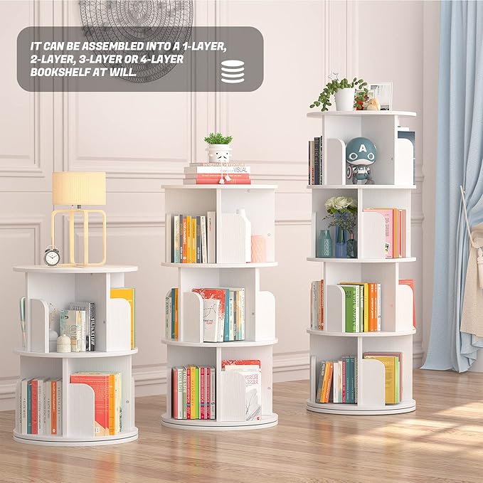 Aheaplus Rotating Bookshelf, Small Corner Bookshelf