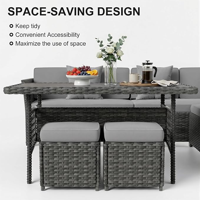 LOUVIXA 7 Pieces Patio Furniture Set, Outdoor Patio Furniture, Wicker