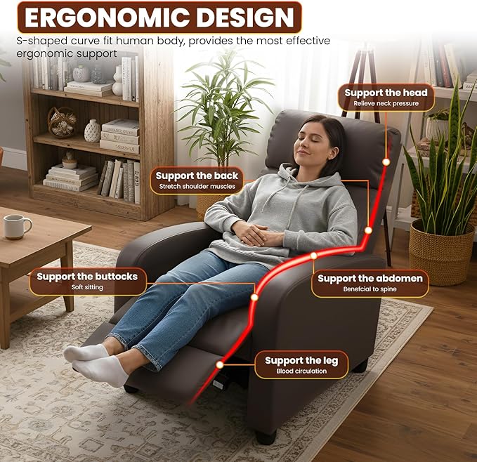 FDW Recliner Chair Reclining Sofa Leather Chair Home Theater Seating Lounge