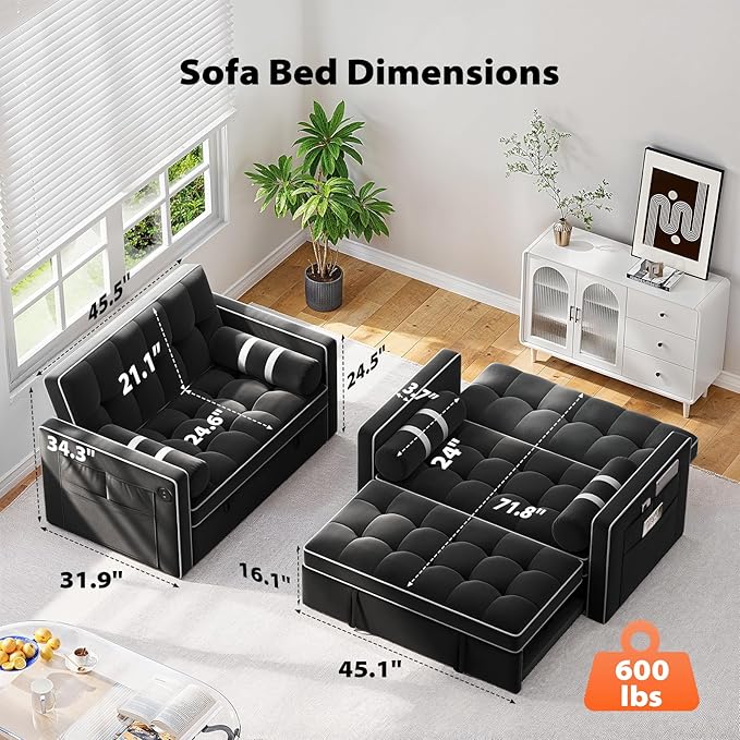 Pipishell 3 in 1 Sleeper Sofa Bed, Pull Out Couch
