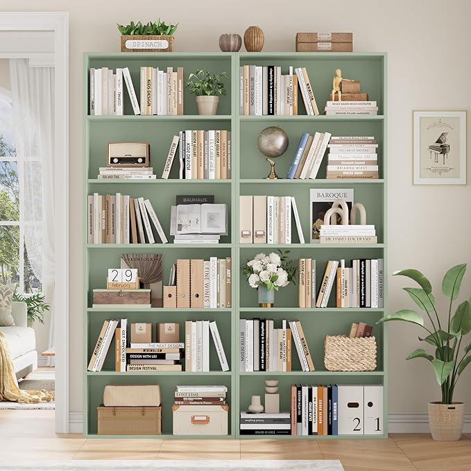 FOTOSOK 6-Tier Open Bookcase and Bookshelf, Freestanding Display Storage