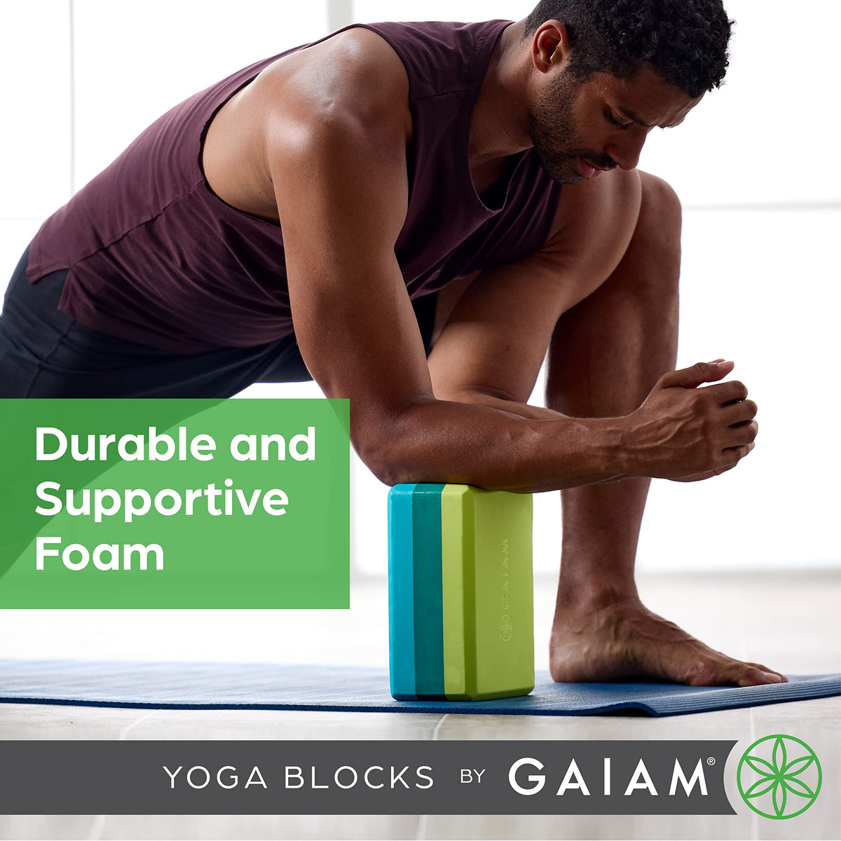 Gaiam Yoga Block - Supportive Latex-Free Eva Foam - Soft Non-Slip Surface with Beveled Edges for Yoga, Pilates, Meditation - Yoga Accessories for Stability, Balance, Deepen Stretches